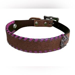 Showman Genuine leather 1" dog collar rawhide lacing: Small
